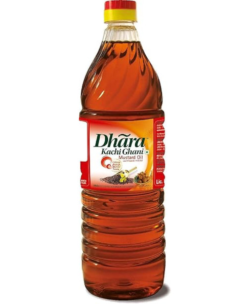 Dhara Kachi Ghani Mustard Oil Bottle, 1L